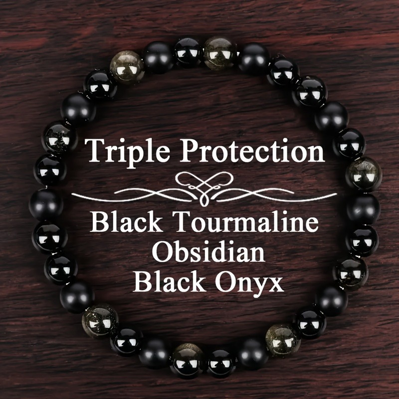 Women's Triple Protection Bracelet 6mm Beads Stackable Layered Jewelry