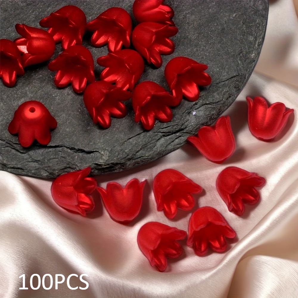 Big Red Wind Chime Flower Bead Set, 200pcs