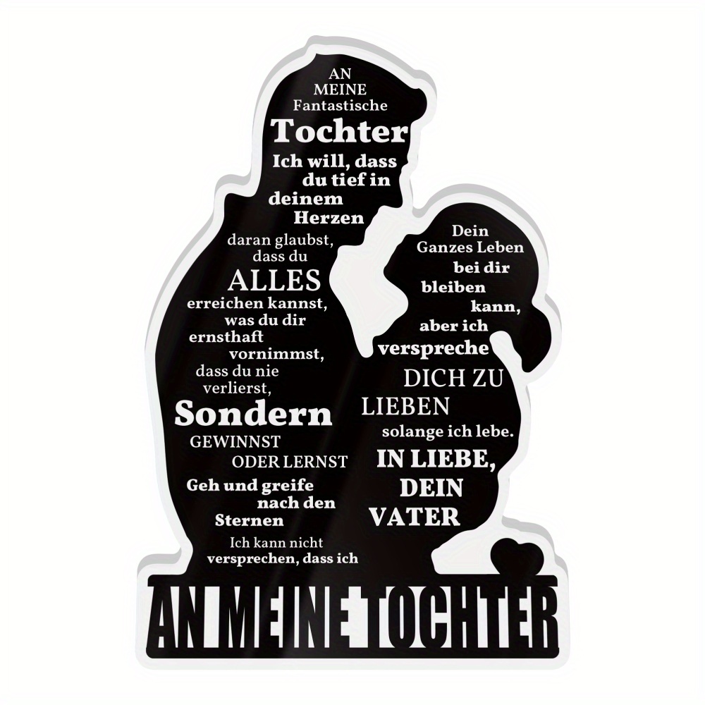 TEMU 2d Flat 1pc German Acrylic Sign Table Decor, To My Daughter To Believe In Your Heart, Desktop Decoration For Home Room, Gift For Daughter From
