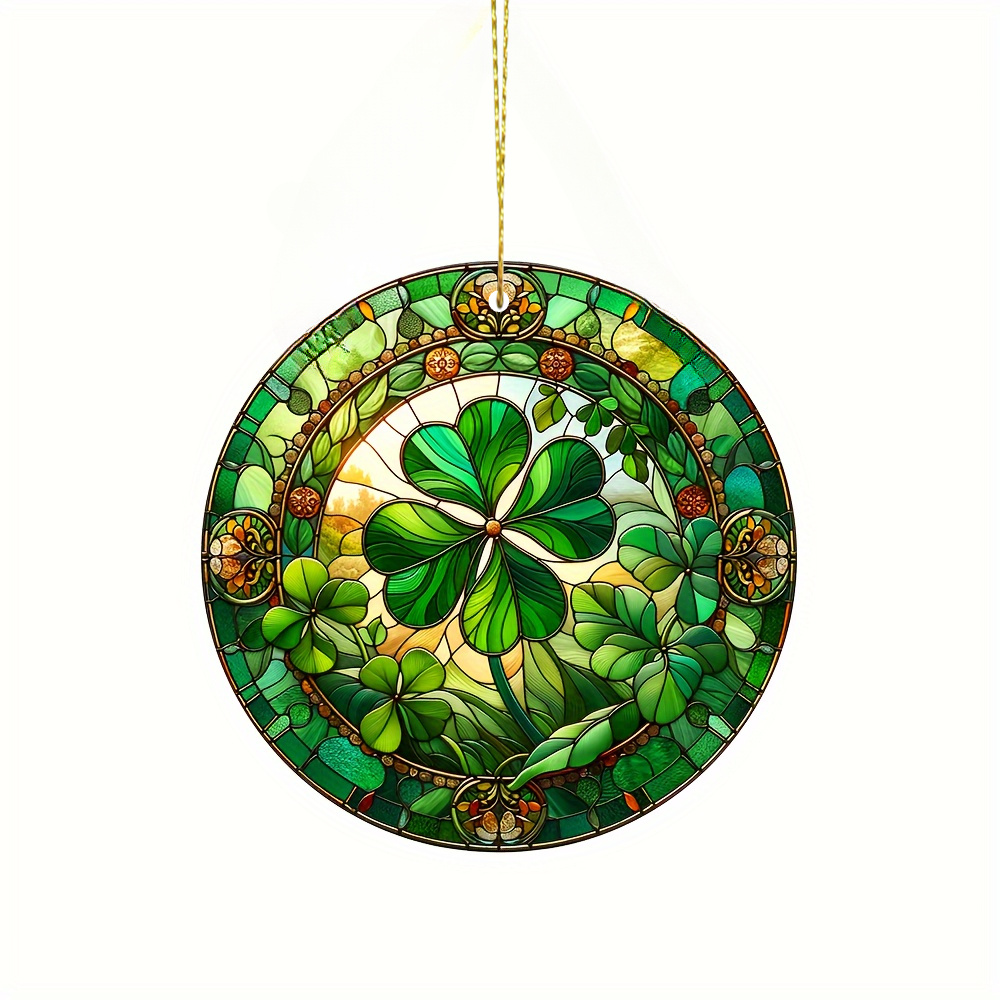 

1pc Clover Sun - Round Colored Acrylic Decorative Sign For Window, Garden, Car Interior, Holiday Party & 's Day Decorations