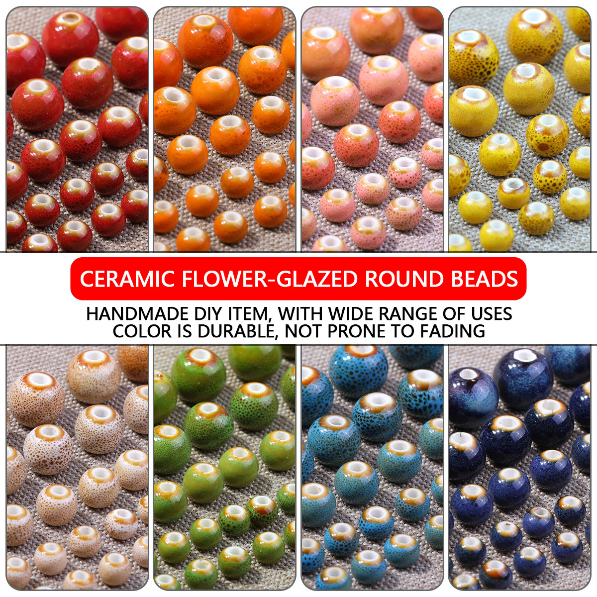 20pcs Multi-Color Assorted Random Ceramic Loose Beads