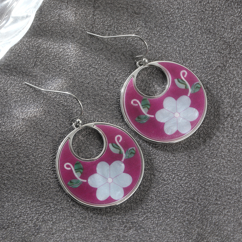 Women's Acrylic Dangle Flower Leaves Pattern Earrings
