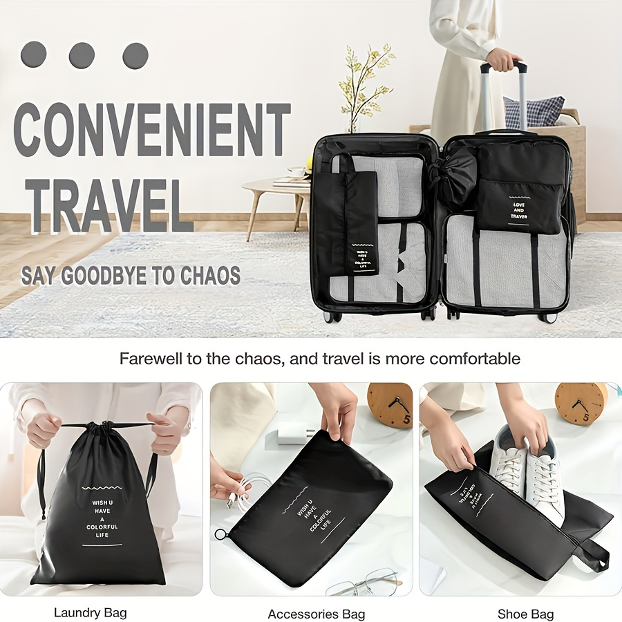 Sacs De Rangement Pour Voyage – Organiseur D'emballage De Valise | Organisateurs D'emballage De Bagages De Voyage, Accessoires De Voyage, Grand Sac Pour Articles De Toilette Pour Vêtements, Chaussures