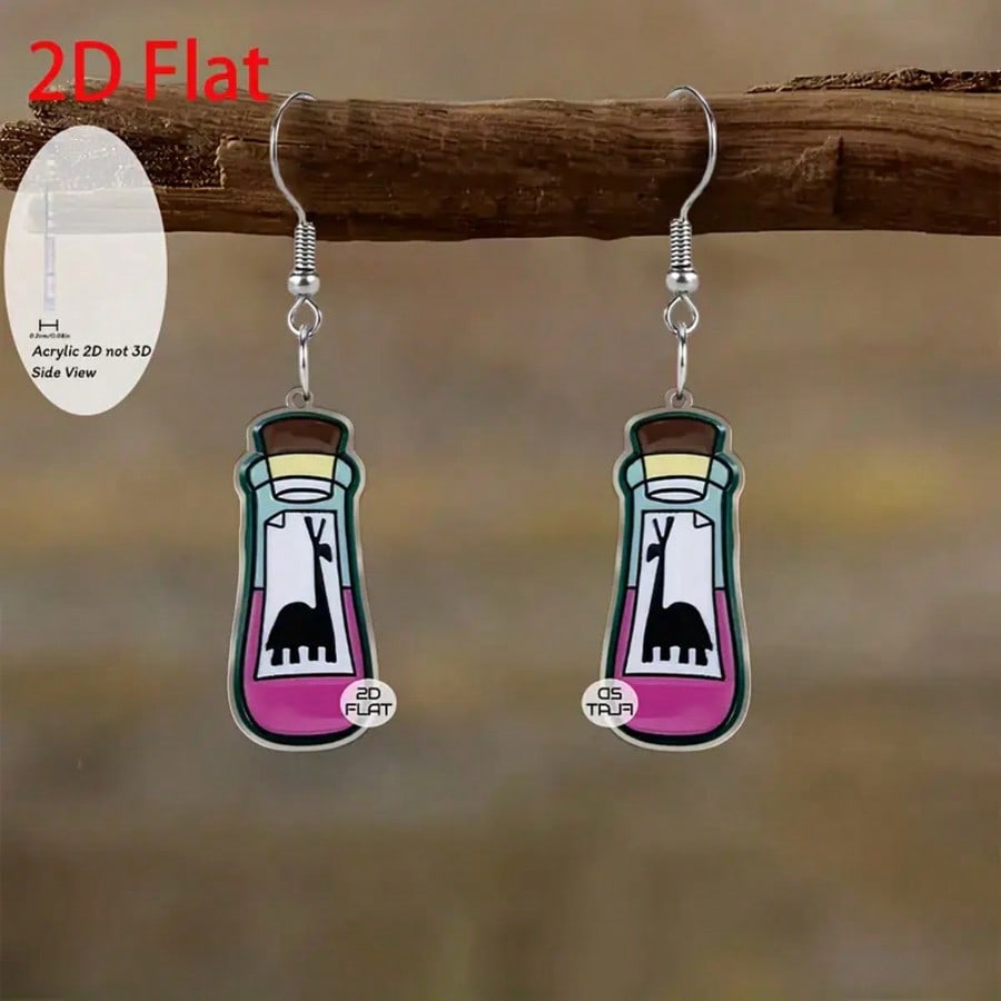 TEMU 2d Flat, 925 2d Flat, 2d Flat Potion In A Bottle Pattern Pendant Earrings, Fashion Jewelry, Party Favors, Holiday Gifts For , Gift Ideas, Party