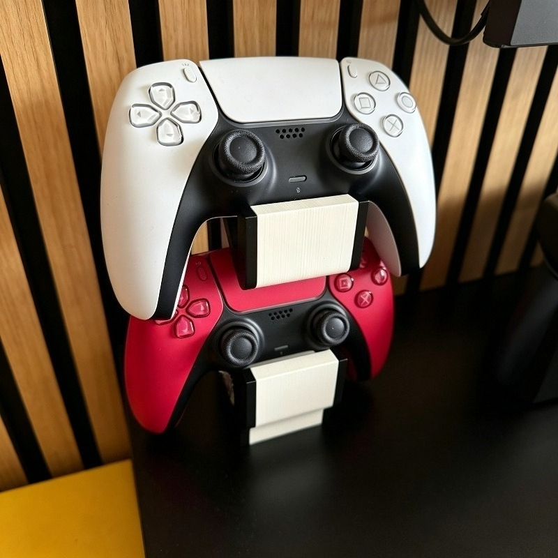 1 kos za PS5, stojalo za dva krmilnika s teksturo konzole, shramba za igralne krmilnike, igralni dodatek, črno-bela integrirana shrambna osnova,