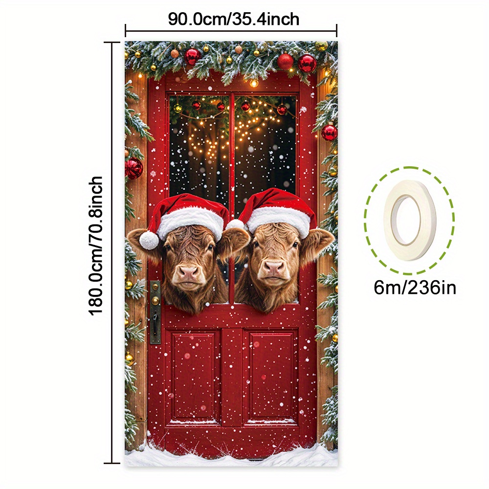 TEMU 2d Flat, 2d Flat - 2d Flat, 2d Flat - 2d Flat, 1pc, Christmas Themed Party Banner, 2 Cute Beagle Dogs Wearing Santa Hats Background, Polyester,