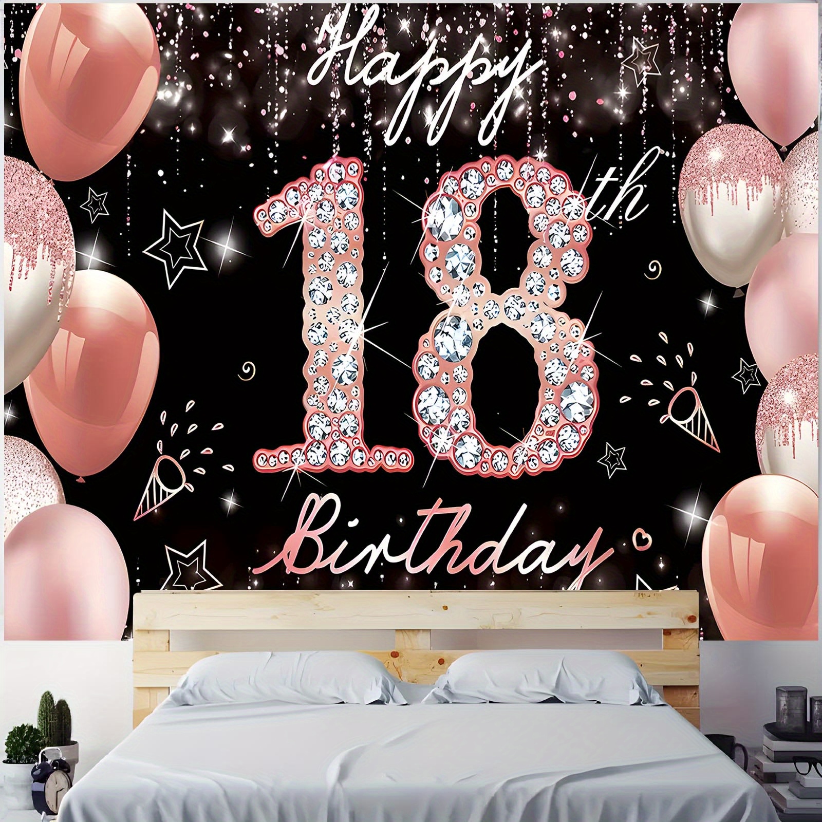 

1pc 18th Birthday Rose Gold Backdrop Banner Backdrop Photography Wall Decoration For Photo Party Supplies, Photo Booth Poster Birthday Anniversary Party Reusable For Outdoor Indoor