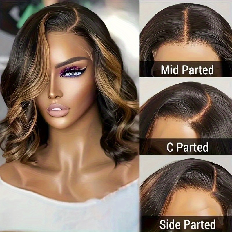 1B-30 Ombre Highlight Bob Wig Human Hair | 4x4 HD Lace Front | 200% Density Body Wave Short Wigs for | Pre-Plucked Natural Hairline | Elegant Ombre Colored Human Hair Wig, Fashion Accessory, Body Wave Texture, Full Luxurious Look