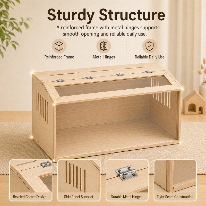 Wooden Transparent Hamster Cage Multi-Level Space