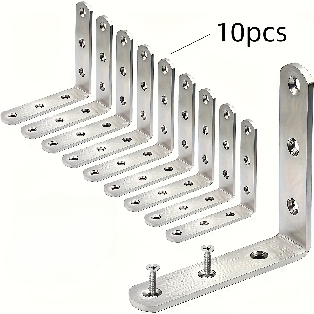 TEMU 10pcs Corner Code 90 Degree Right Angle Bracket L-shaped Fixing Parts Support Holder Furniture Connection Piece Corner Iron Reinforcement Set