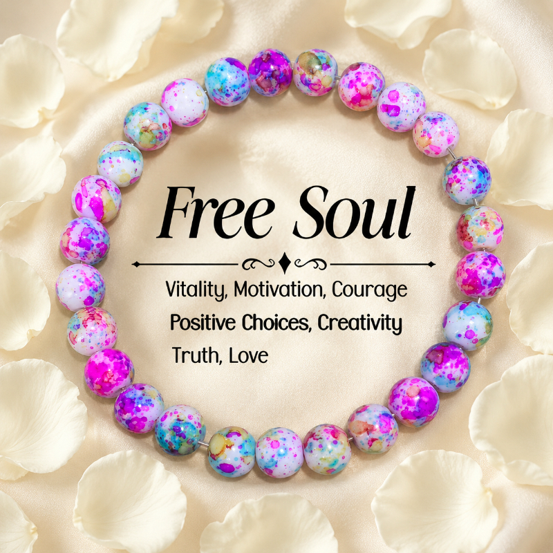 Colorful Ink Splatter Gradient Bead Bracelet, Iridescent