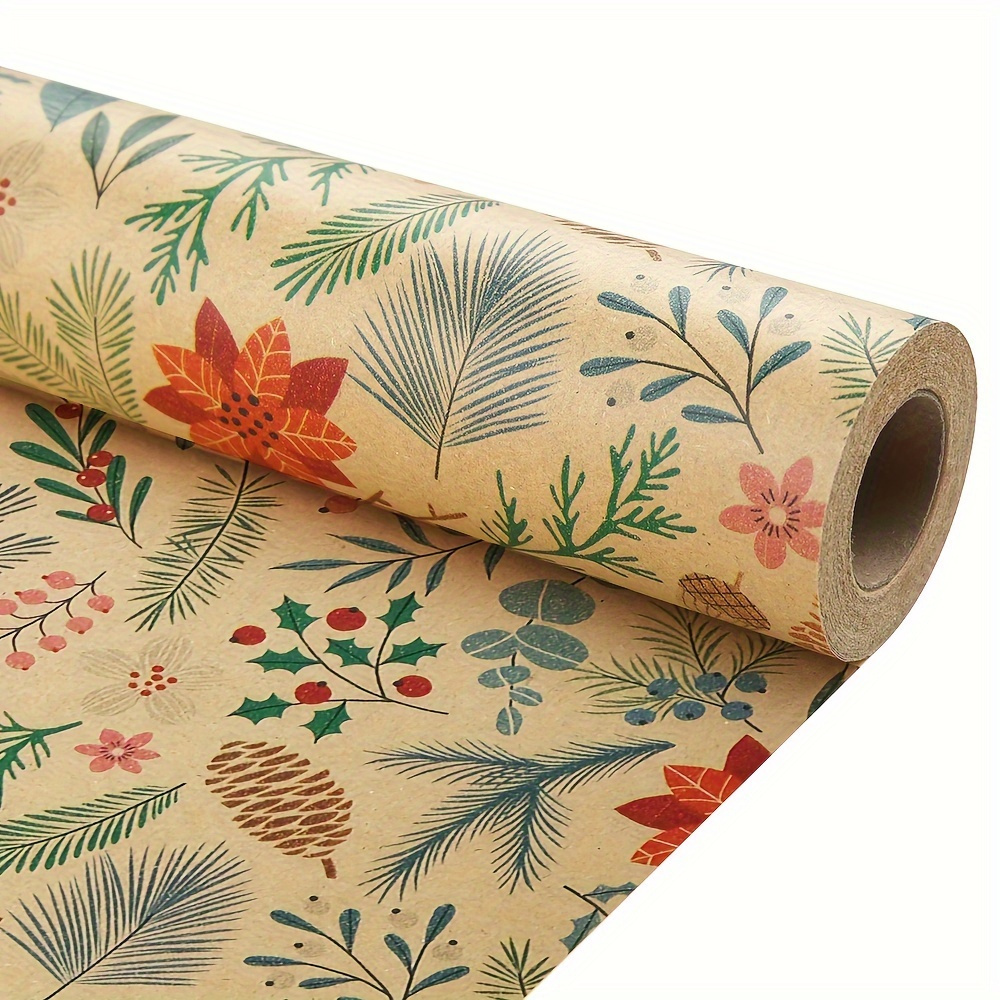 

Rustic Christmas - 1 Roll Of Kraft & Pattern, And , For Presents &