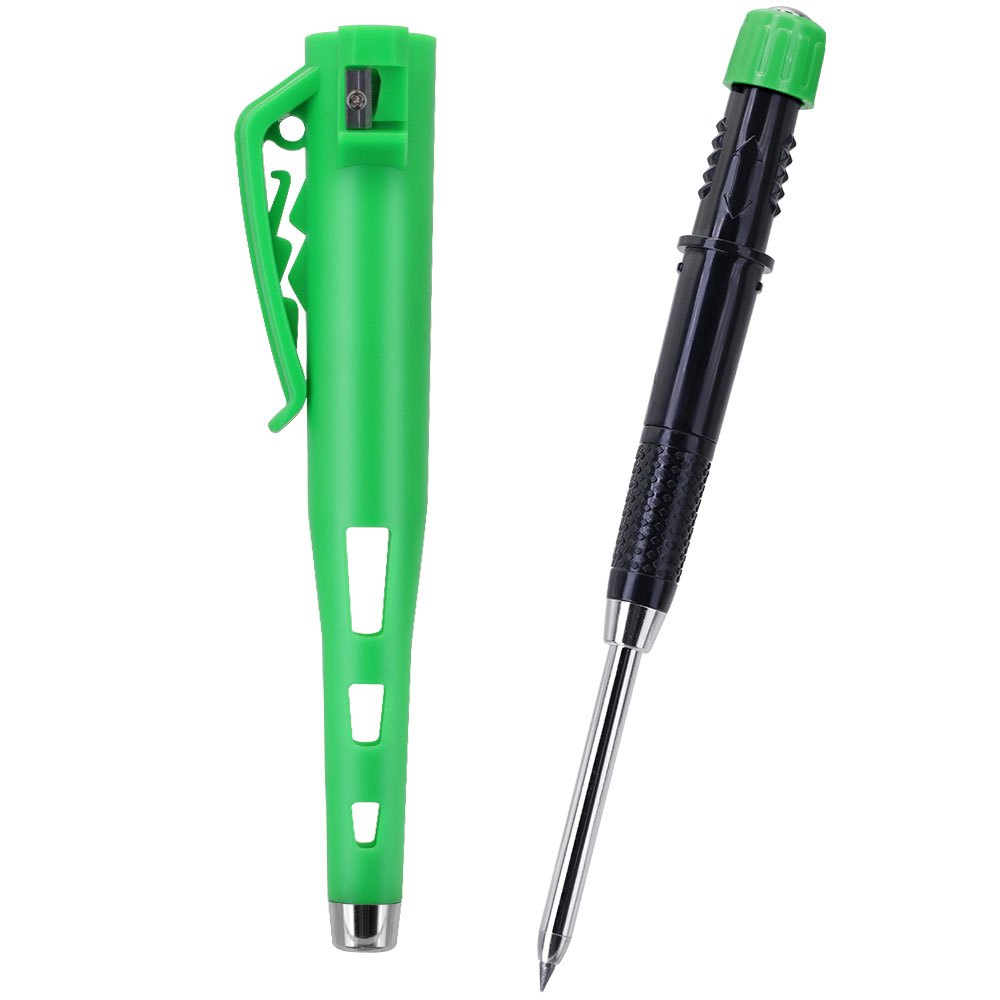 1pc 2.8mm Precision Woodworking Marker Pen With 55mm Extension Head For Deep Hole Marking, Heavy-duty Protective Cover With Built-in Sharpener - Carpente