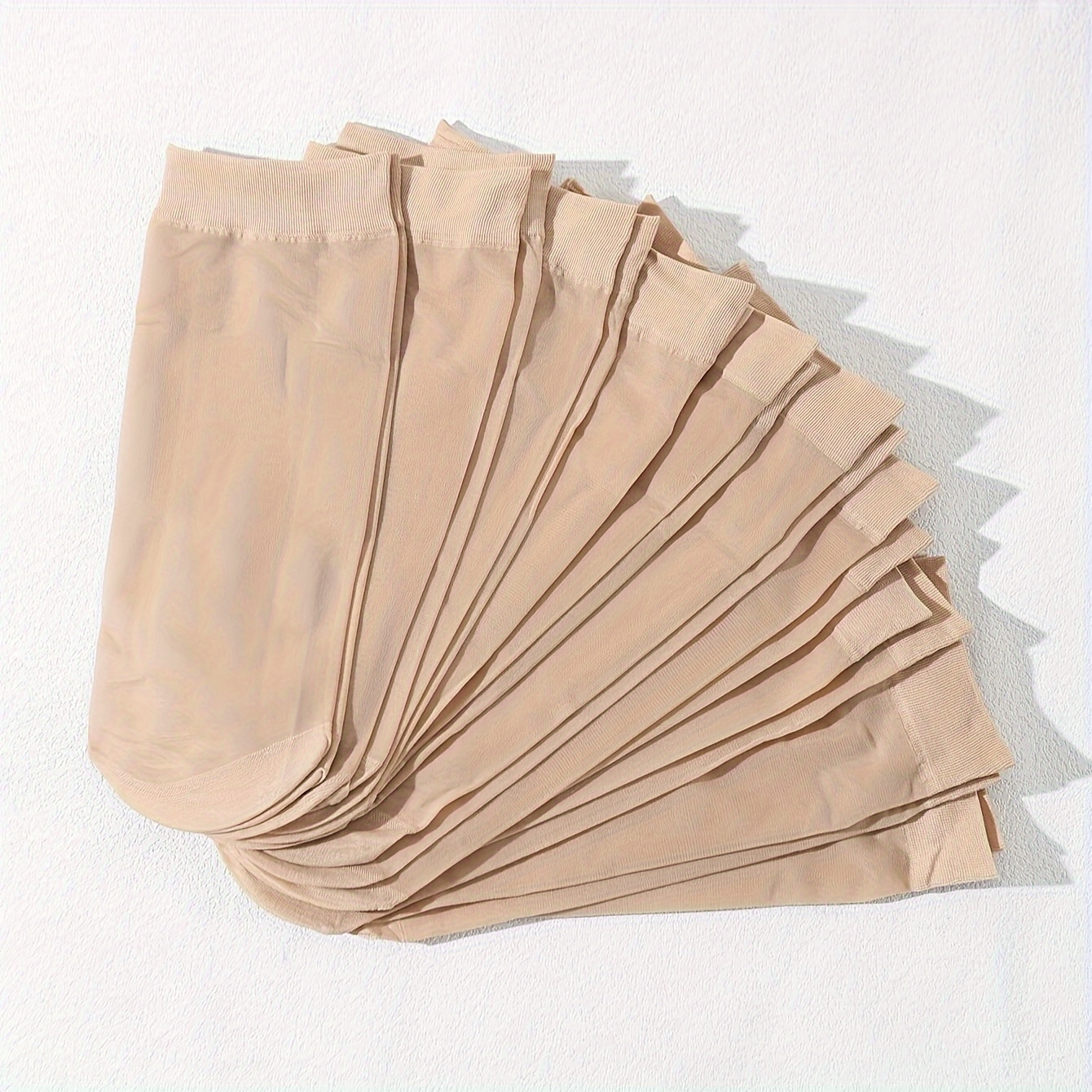 E-shop 10 Paar kurze Strümpfe für Damen, ultradünne Anti-Haken Kristallstrümpfe, mit Drahtbündchen, Nude-Farben Socken, Damen Kurzsocken