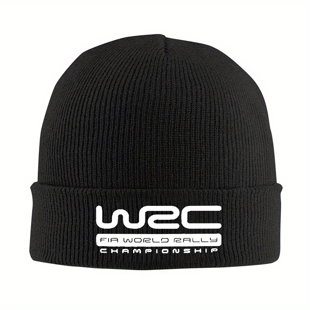 

1pc Of W-r-c Knitted Beanie For Men And Women, Suitable For Autumn And Winter, Crochet Style Cap, Without Battery