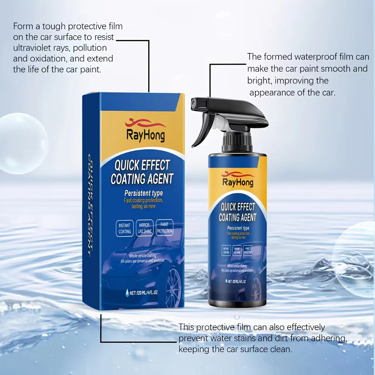 set of 3 automotive motorcycle coating sprays car coating polish condensation water mist detailing solutions free towel and sponge brush universal easy to spray protects paint glass stainless steel Product details 5