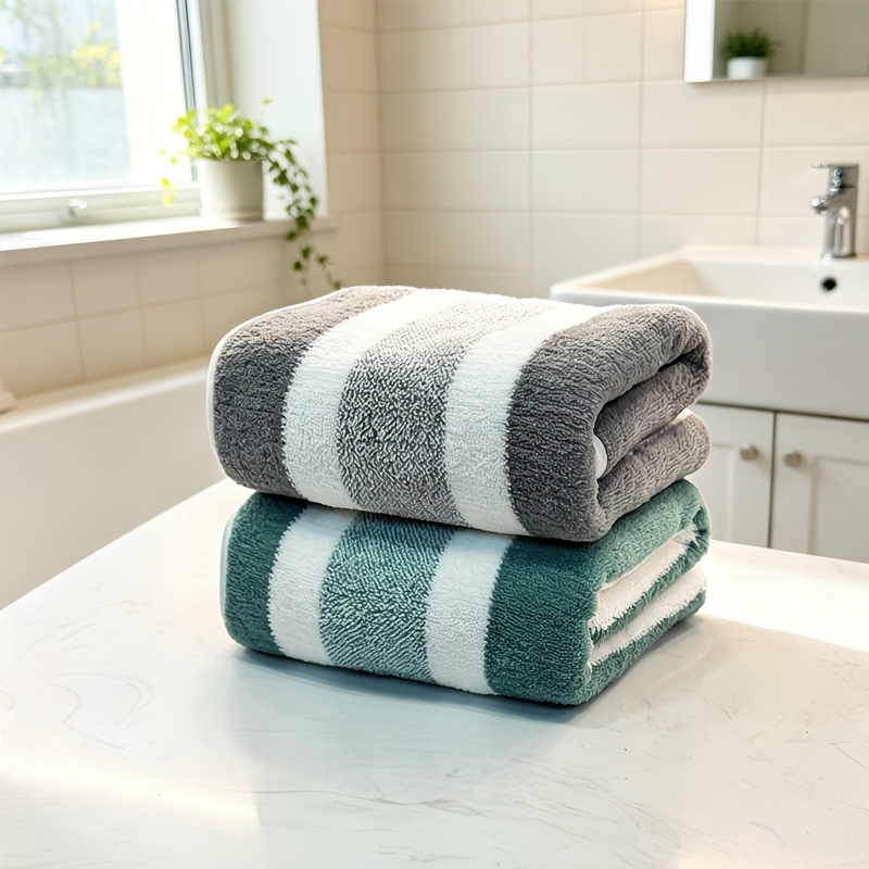TEMU Serviette à rayures larges, serviette réutilisable, idéale pour salle de bain, salle de sport, hôtel, usage à , serviette de sport de voyage