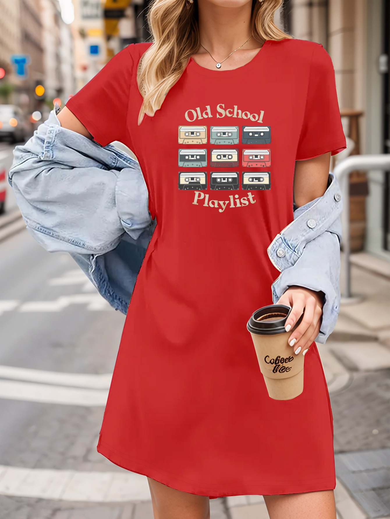 80s party with dancing tapes women's t-shirt dress | Shop Trends | Temu  Philippines