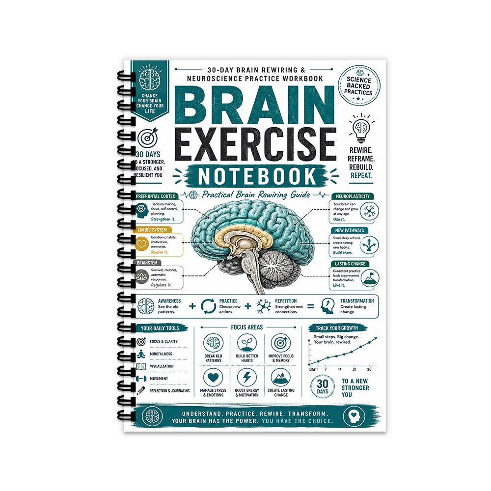 TEMU 1pc Subject Notebook, Notebook, 30-day Brain Rewiring Guide, Premium Thick Paper, No Bleed Through, Smooth Writing, Great For & Cognitive Skill