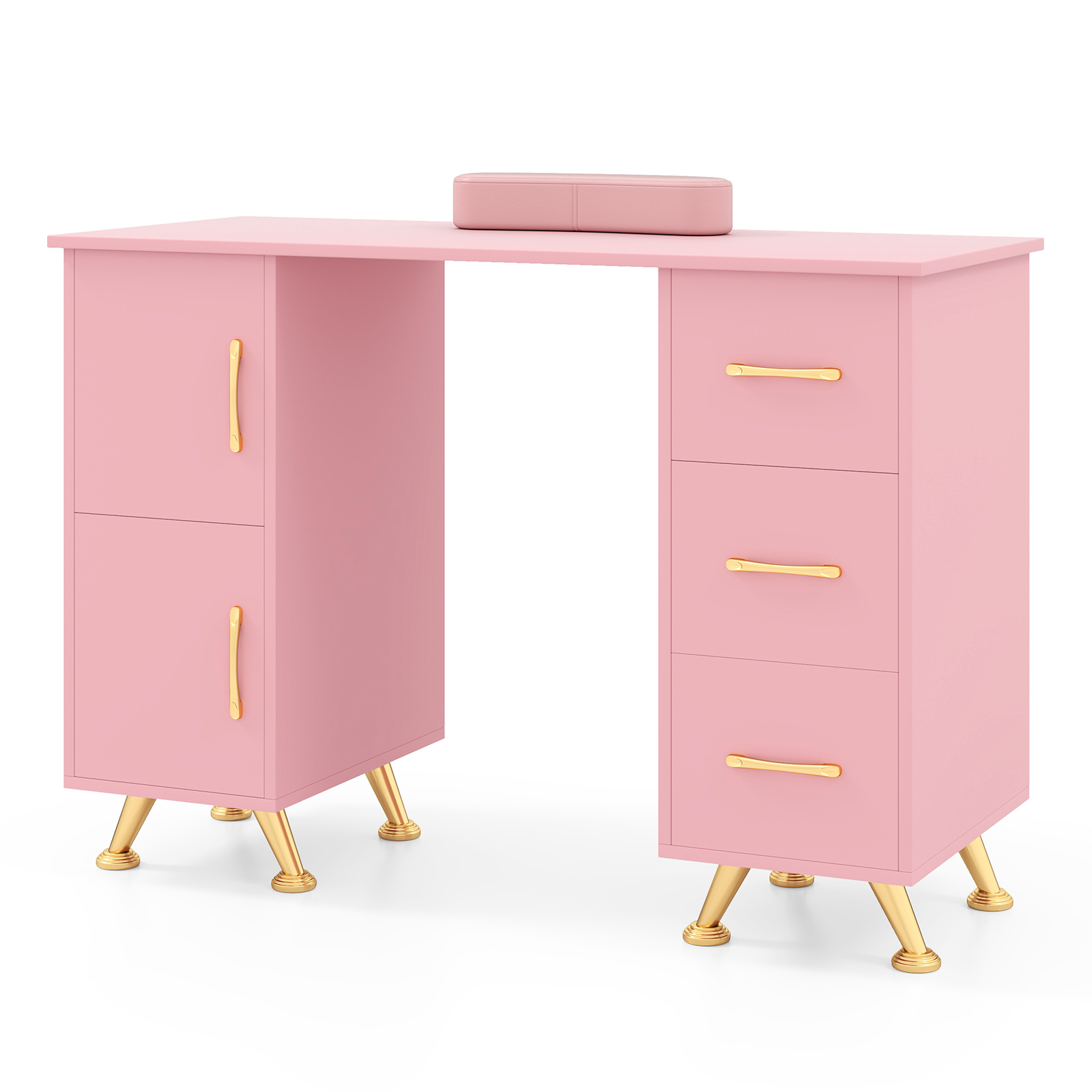 Manicure Table Nail Desk With Drawers, Wrist Rest, Metal Legs | Nail Tech Station, Wooden Technician Workstation, Mdf Material, Brand: Powerstone