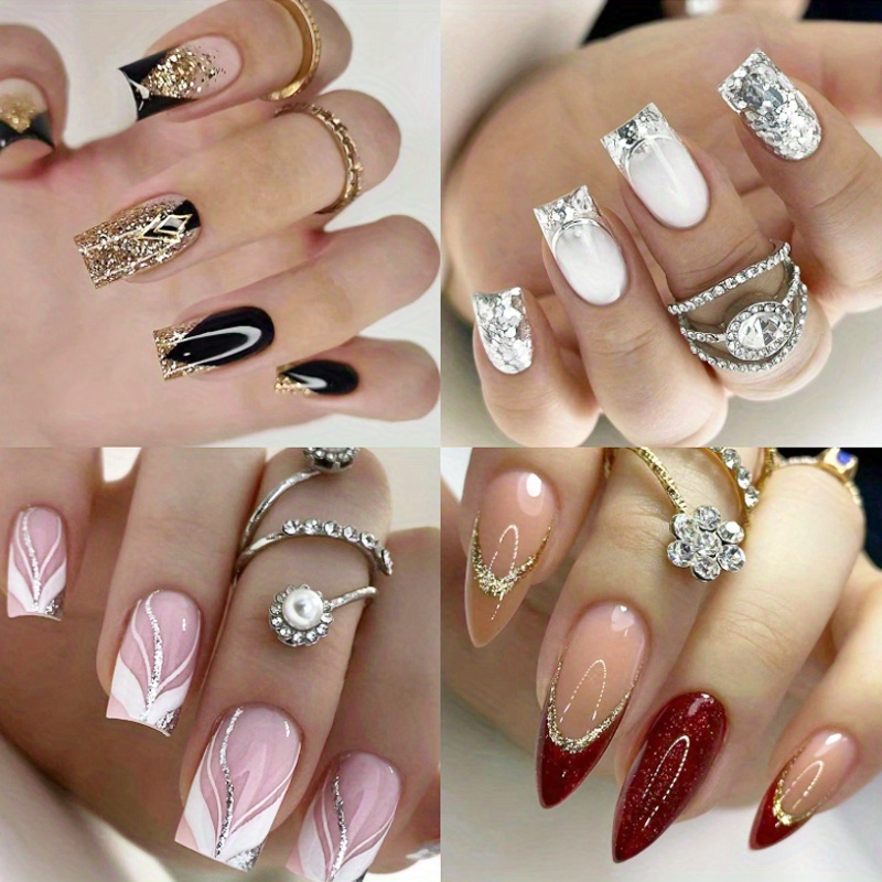 acrylic nails for gold dress Black Gold Aura – Nails4you.studio main image 1