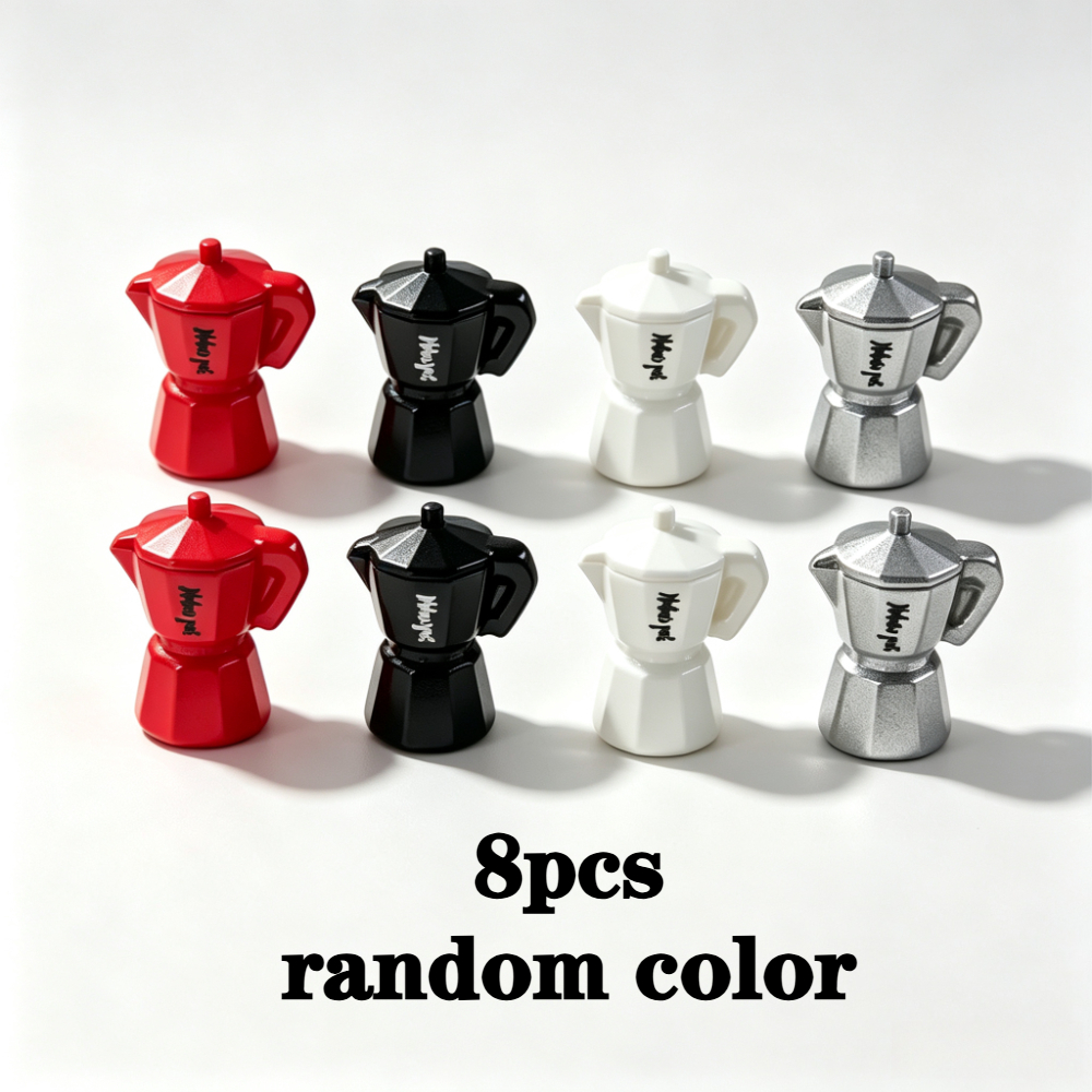 TEMU Juego de 8 piezas, Mini cafetera de , Decoración para casa de muñecas, Accesorio para fotografía de microescenas, Color aleatorio