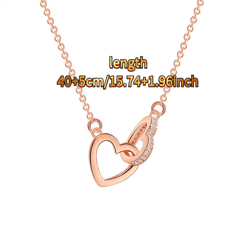 Heart-Shaped Double-Ring Interlocking Collarbone Necklace