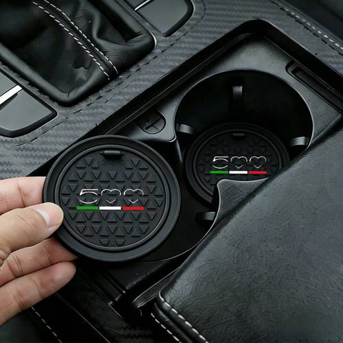 2pcs set of car cup mats with for fiat logo the front and rear seat mats and console are easy to clean are stylish and fashionable suitable for most car models and car additions