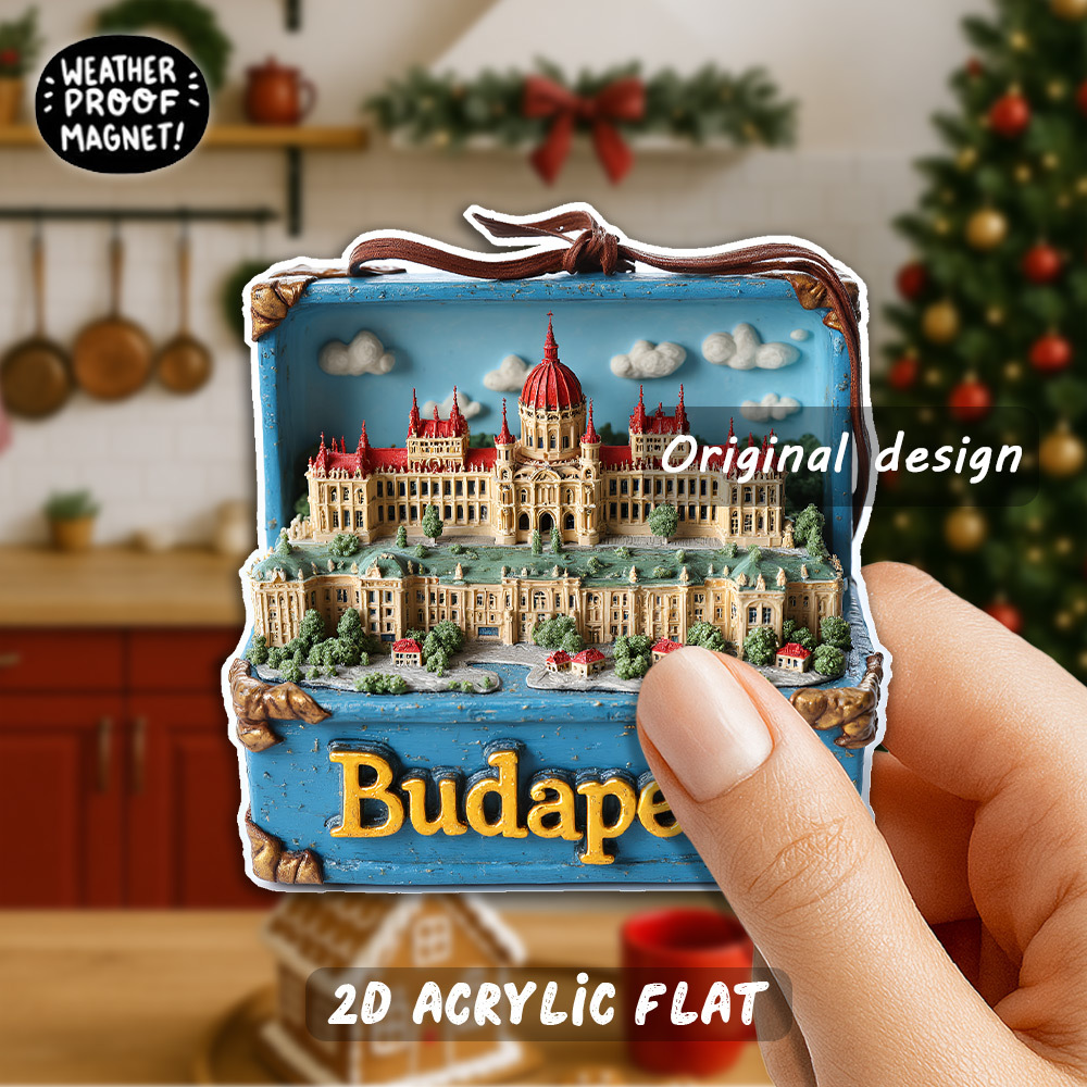 TEMU 1pc Cityscape Magnet - Hungary Landmarks (, , Gellérth Hill) - Acrylic Fridge Decor With Magnetic Backing - Travel Souvenir, Christmas,