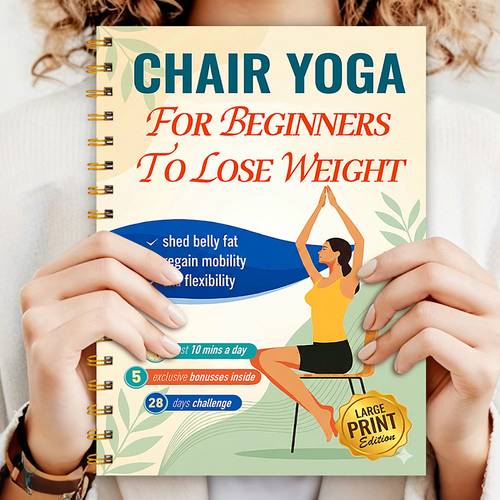 28 day 64 page chair yoga guide aids in strength and flexibility workout plans for beginners balance exercises 60 poses spiral bound notebook fitness manual for seniors spiral bound book durable spiral binding