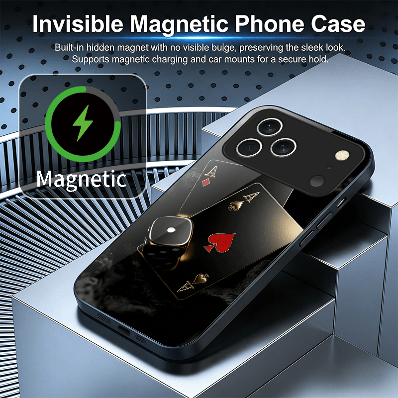 TEMU Phone Case: Black Dice Pattern Magnetic Phone Case With Tempered Glass , Compatible With Iphone 17 Pro Max/16 Plus/15/14/13/12/11 Pro/xs
