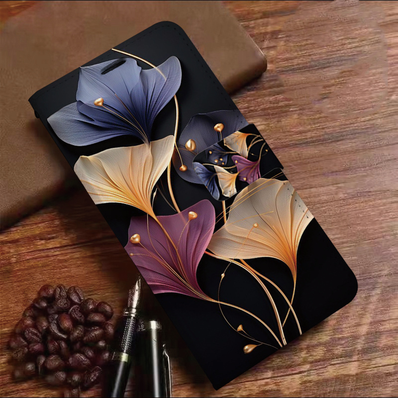 TEMU Phone Case: Flower Synthetic Leather Flip Wallet Phone Case | Card Slots Kickstand Shockproof Scratch Resistant | Full Protective Cover Suitable