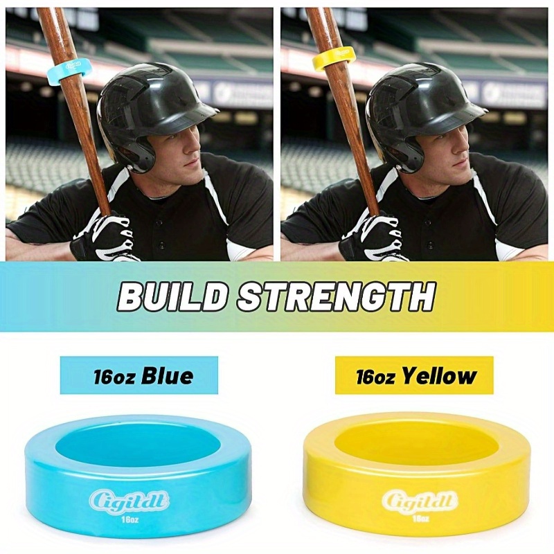 Lot De 2 Poids Pour Battes De Baseball - 16 Oz Chacun - Jaune Et Bleu