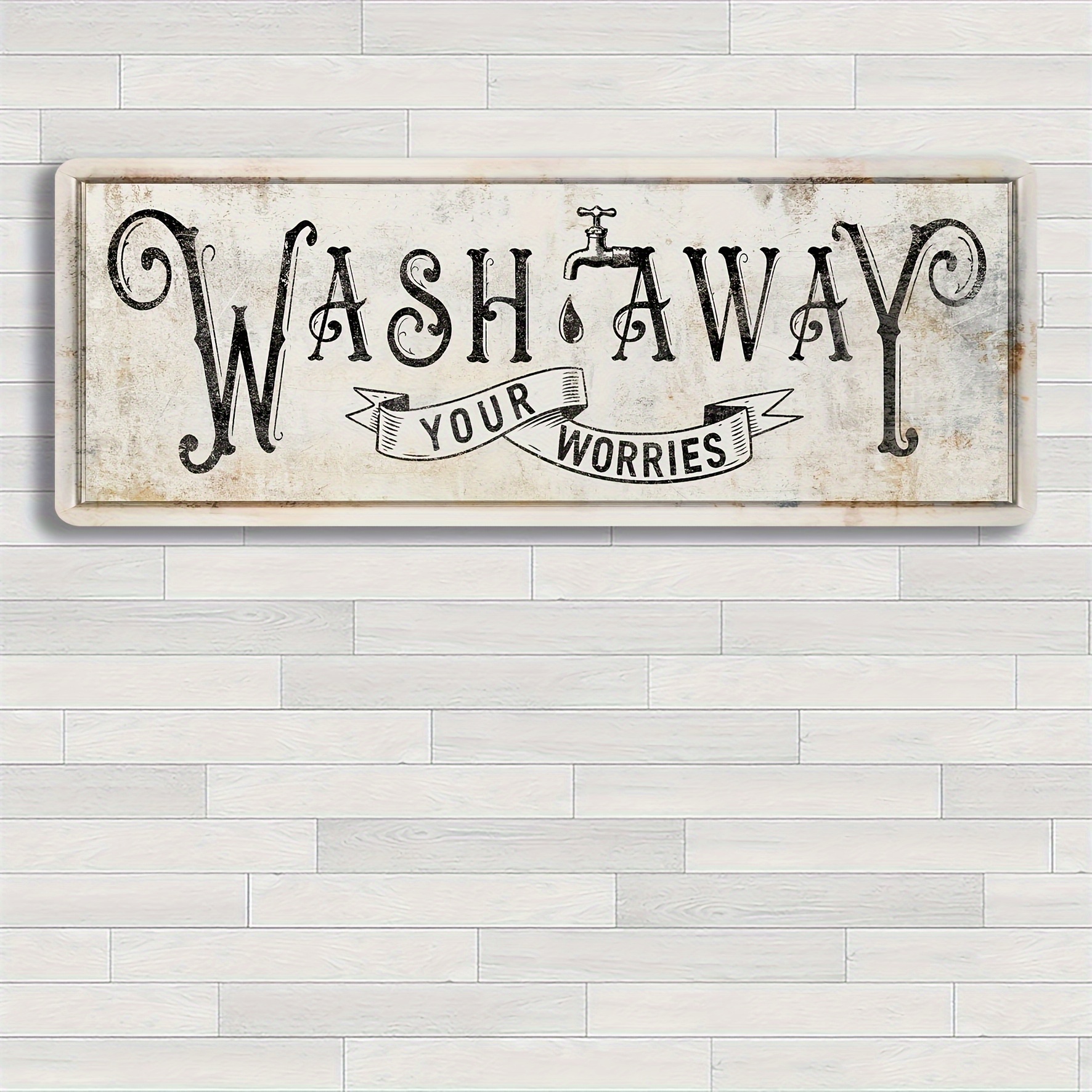 TEMU 1pc Vintage " Your Worries" Wall Sign - Rustic Artificial Wood Hanging Plaque For Bathroom, Bedroom, Kitchen, Outdoor Decor - Unique