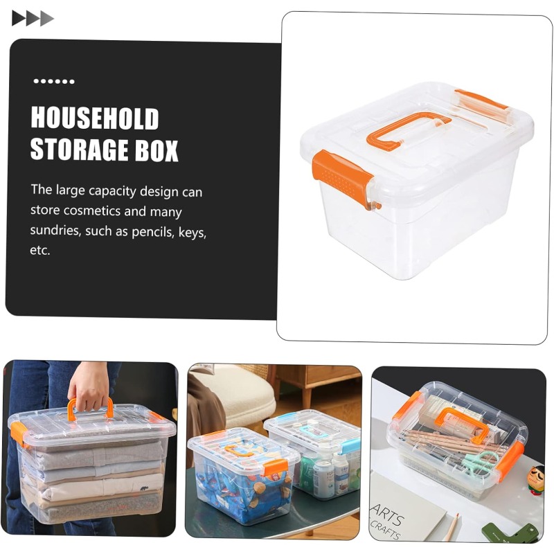 7pcs Transparent Storage Boxes with Lids and Handles