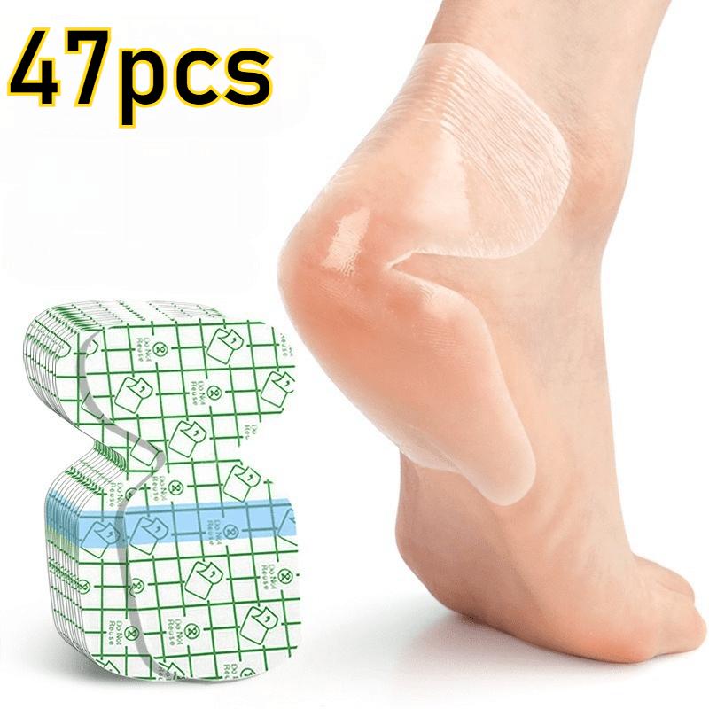 Image of 47pcs Invisible Moisture Heel Pads Breathable Cushioning Inserts Cracked Heel Protector Skin-friendly Soft Patches Beige Foot Care Anti-slip Heel Covers Heel Crack Gel