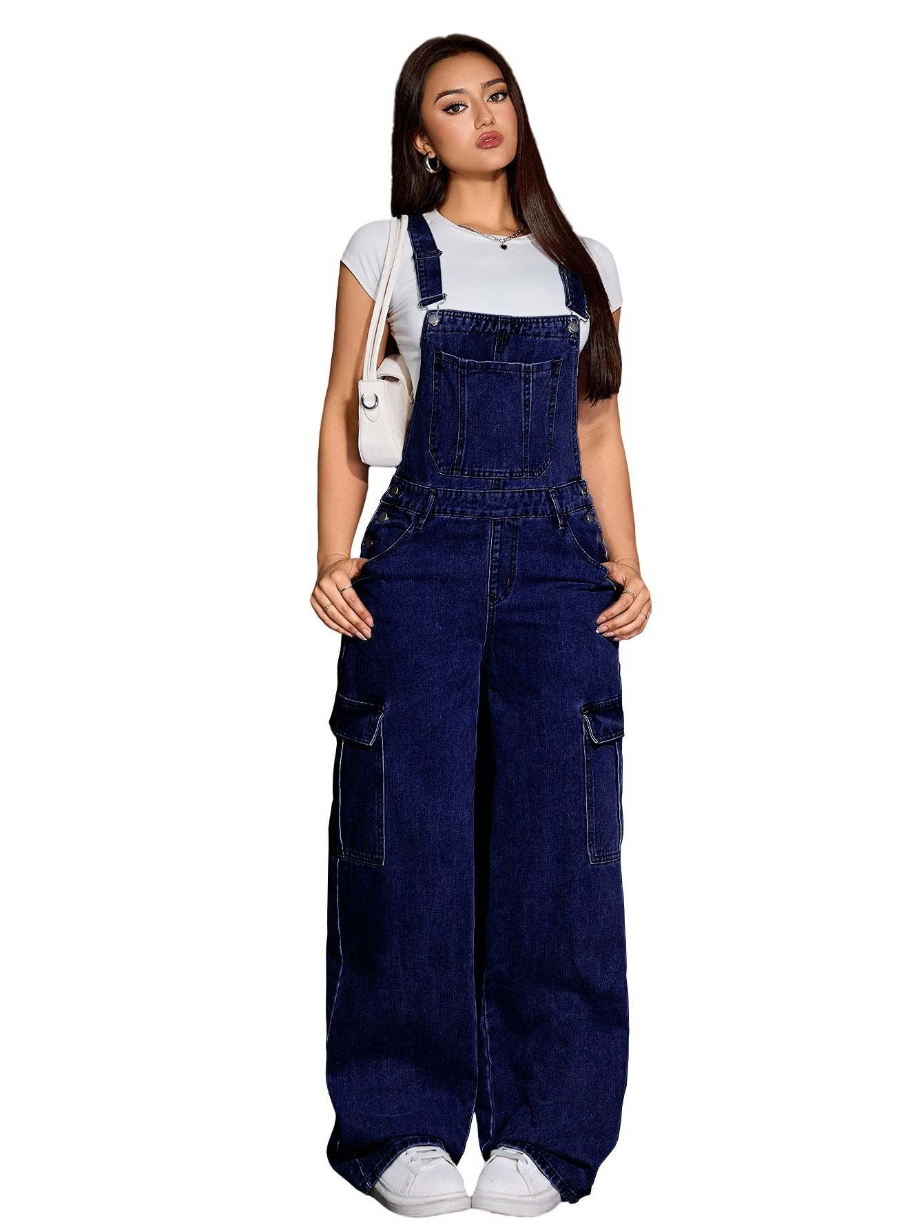 women's overalls wide leg cargo jumpsuit loose fit bib - Temu