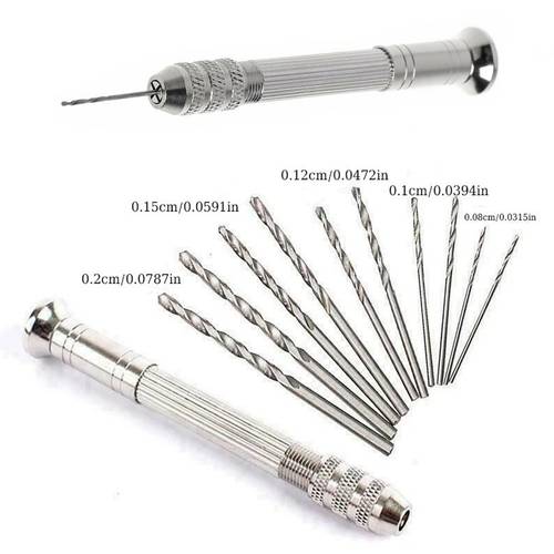 2 sets precision pin vise hand drill set rotary tools mini hand twisted drill for models hobby diy
