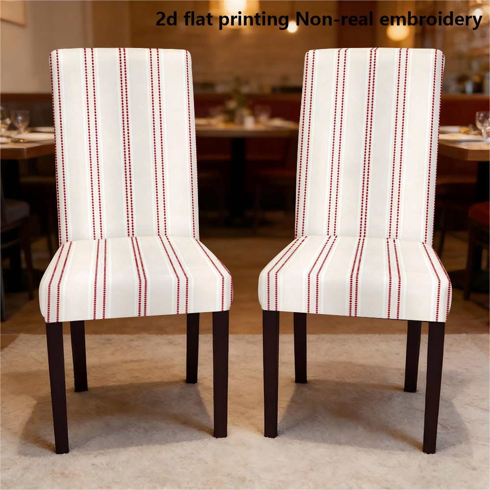 TEMU Non-real In 2d Flat Printing, Available In Sets Of 1, 2, 4, Or 6 Chair Covers. Festive Striped Chair Covers Are Stretchy, Durable, And Easy To