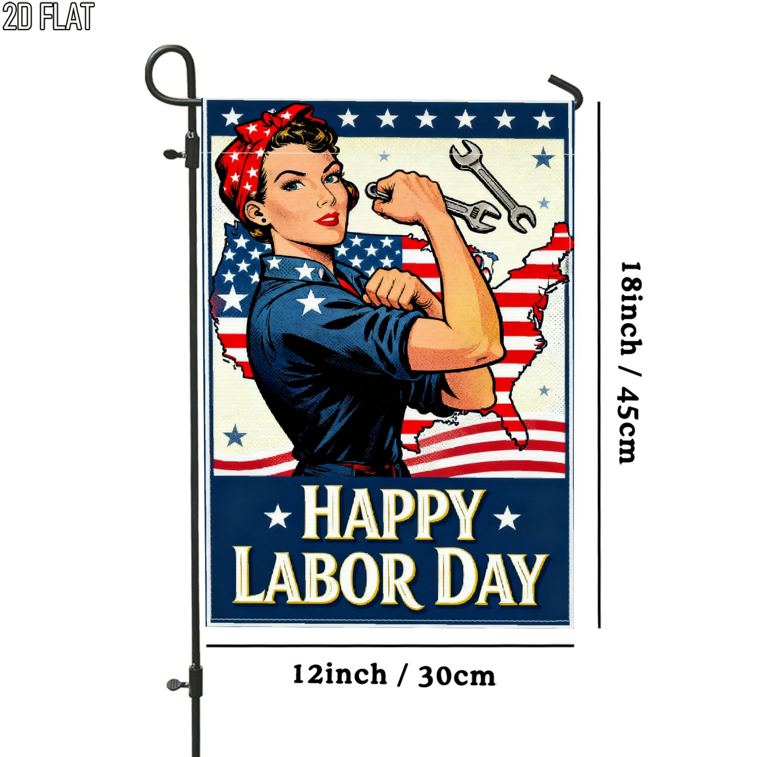 TEMU 2d Flat, 2d Flat 1pc Outdoor Garden Flag Patriotic Labor Day Vintage Blue Red White Double-sided Flag Porch Decoration For Garden Outside Yard
