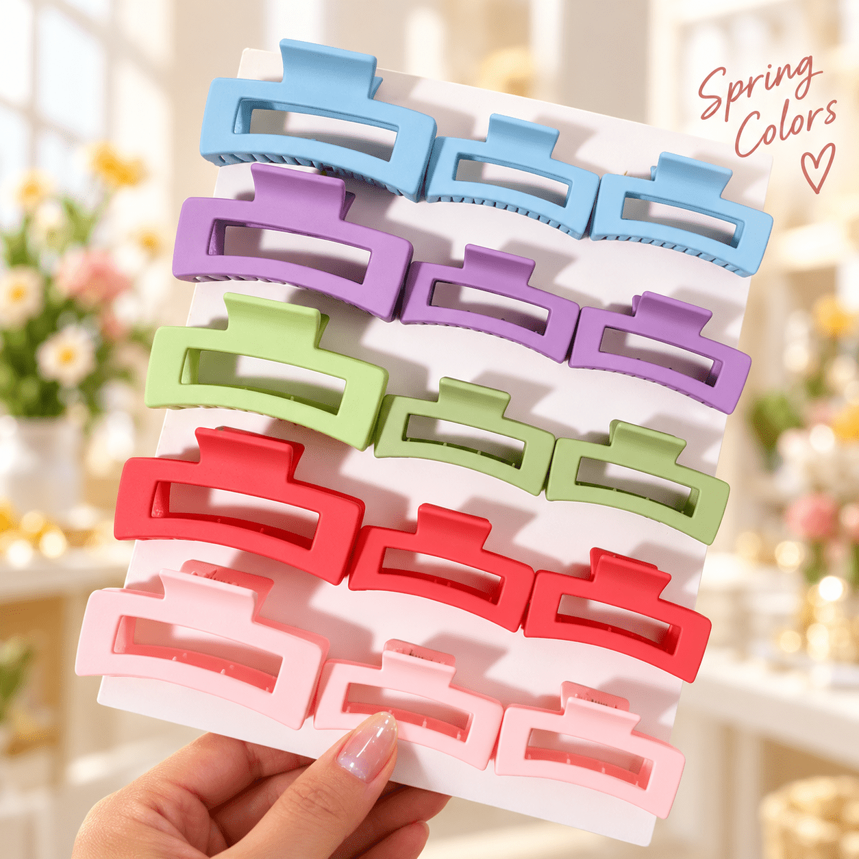 15pcs Solid Color Non-Slip Hair Claw Clips for Stylish Hair Styling