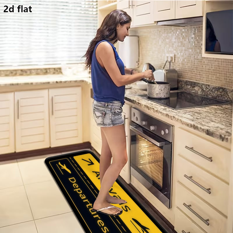 TEMU 1pc Airport Theme Doormat With - Soft Floor Mat For Home Entrance, Living Room, Bedroom - Black And Decor, Hand Washable, Multiple Sizes , Ideal