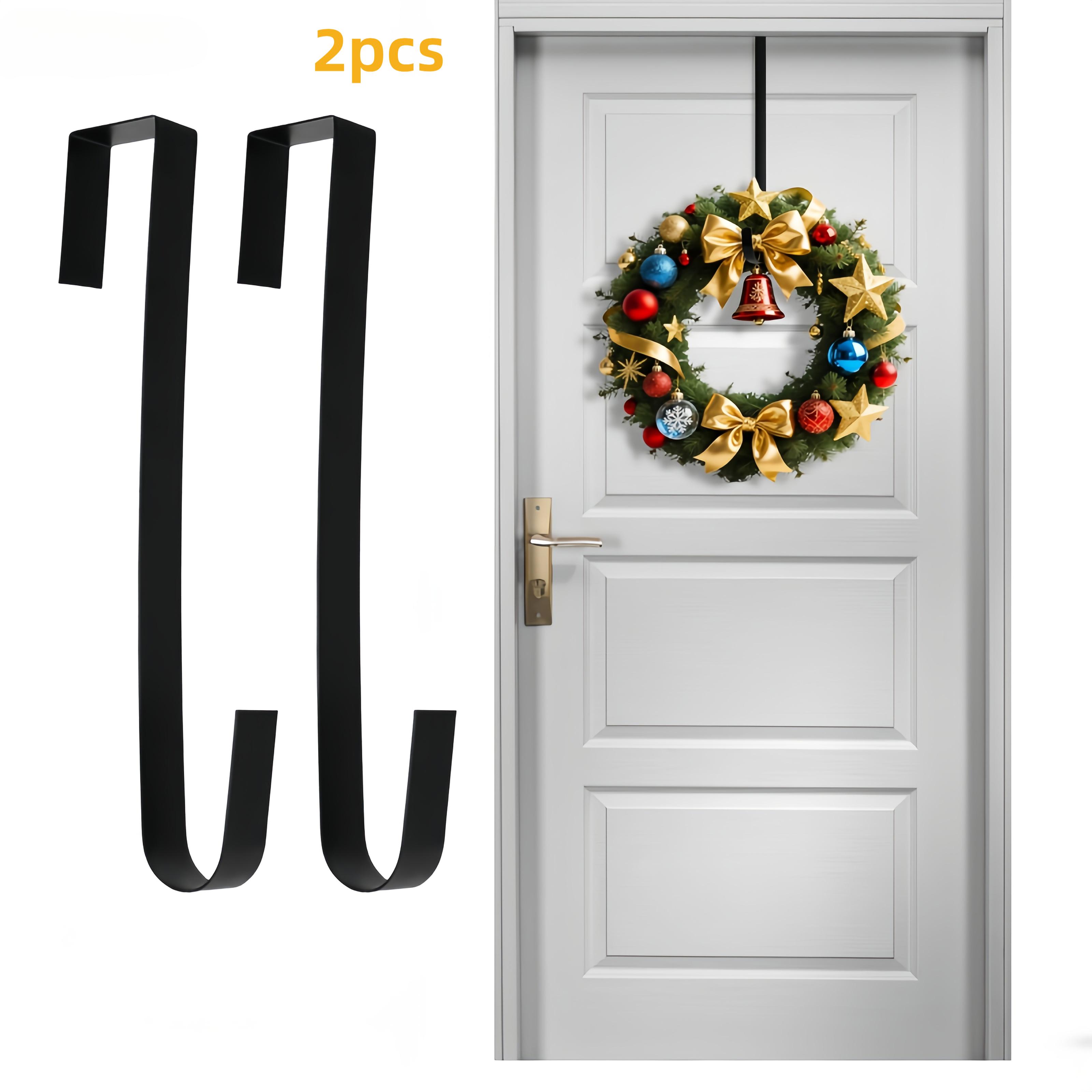 1pc/2pcs Secure Hook, Metal Door Hanging Wreath Rack, , Suitable For Doorway, Ideal For Christmas And Halloween Decorations, Door Hanging Decoration