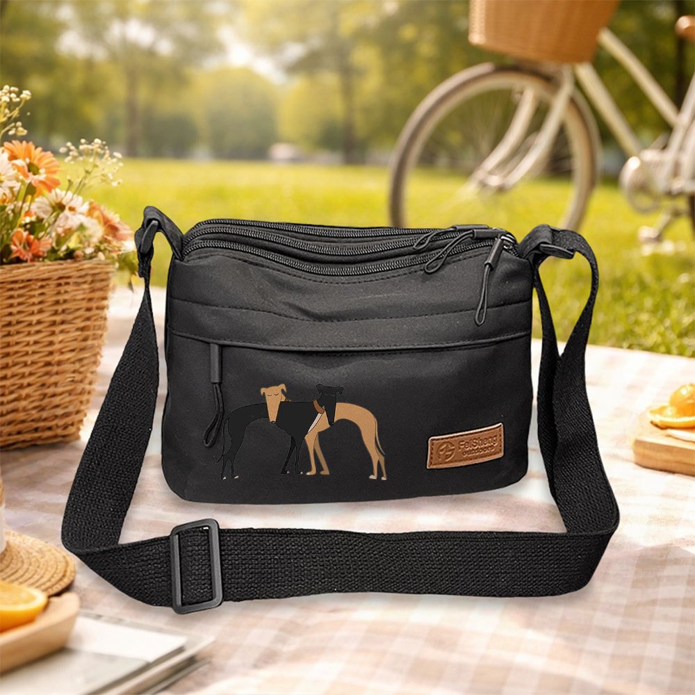 TEMU Women'-shoulder Bag With 2 Greyhound Print Designs, Large Capacity Fashionable Crossbody Bag, Three-layer Pocket Shoulder Bag As A Small