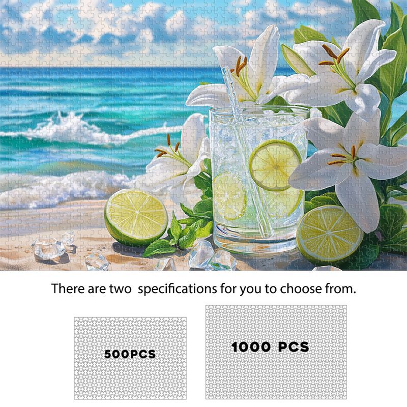 

500/1000pcs Beach & Lily Wooden - High-difficulty, Color Pieces | Ideal Holiday Gift & Decor For Puzzle Enthusiasts, Puzzle Enthusiast Gift|summer Vibe Puzzle|quality