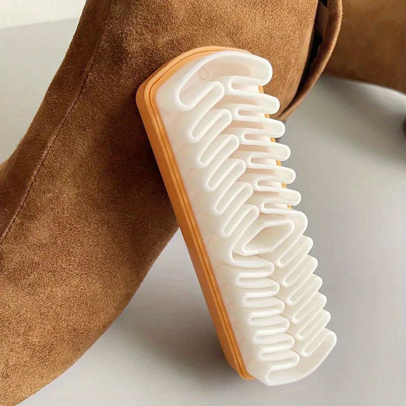 

1pc Ergonomic White Rubber Shoe Brush For Suede & Nubuck - Plastic Handle, Ideal For Boots, Bags & Household Cleaning,