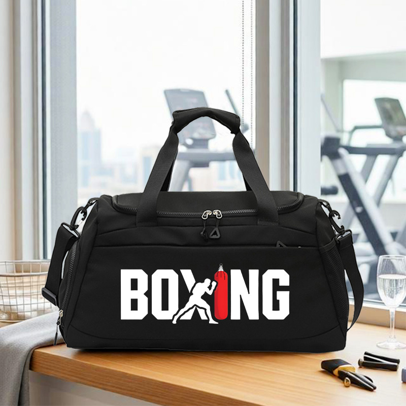 TEMU 1 ud. Bolso Tote con Estampado de BOXING, Bolso de Gimnasio de Gran Capacidad, Organizador de Equipaje Duradero, Correa de Ajustable, Separación