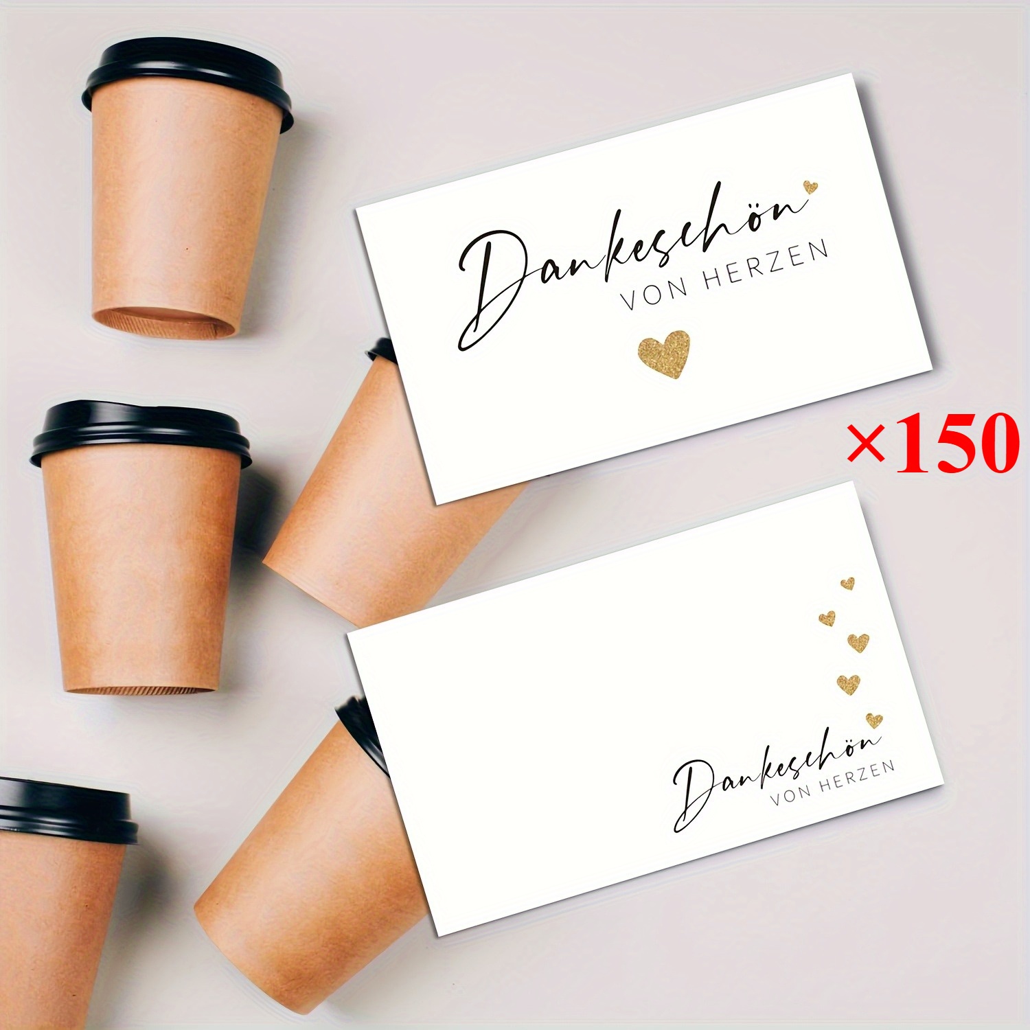 Image of 150/100/50 German Thank You Cards, , Suitable For Birthday Party Gifts, Wedding Favors, Small Business Supplies, Online Store Packaging Inserts, Size 3.5 X 2.1 Inches