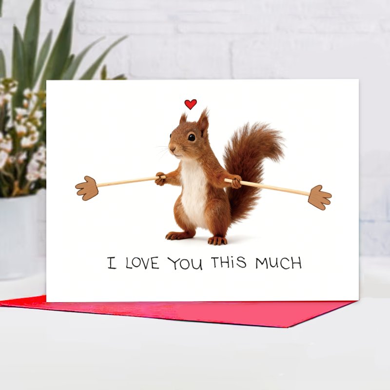 E-shop Eichhörnchen-Themen-Valentinstagskarten, romantische Karten für den Anlass, fröhliche Valentinstagsgrüße, Geschenke für Valentinstag,