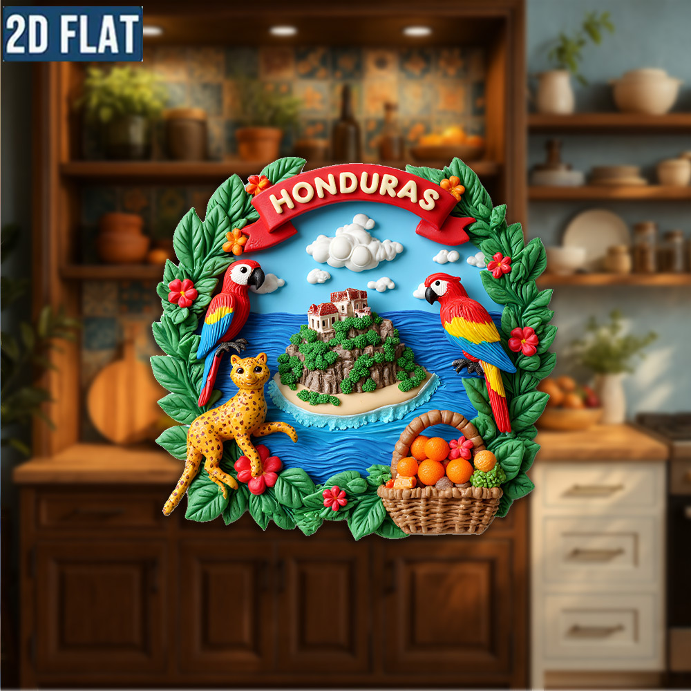 TEMU 2d Flat Design Acrylic Refrigerator Magnet, Featuring Colored Patterns Of Of Honduras, Is Kitchen Decoration And A Great Halloween